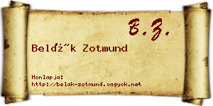 Belák Zotmund névjegykártya